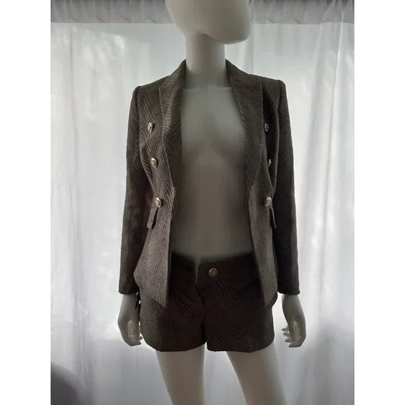 NWOT Marciano Guess Women's  Blazer Jacket + Pants Shorts Brown 2 - Picture 3 of 14